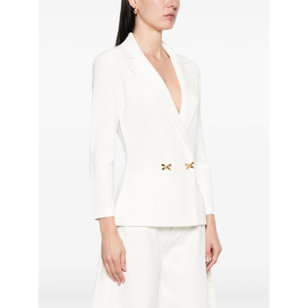 Elisabetta Franchi Ivory Outerwear Jacket Beige Dames