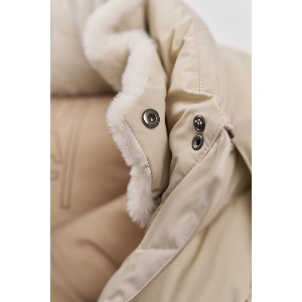 Bugatti Lange gewatteerde jas met afneembare capuchon Beige Dames