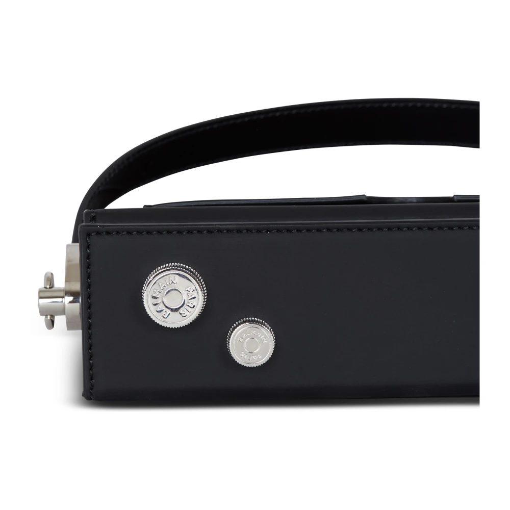 Balmain Radio rubber-effect leren tas Black Heren