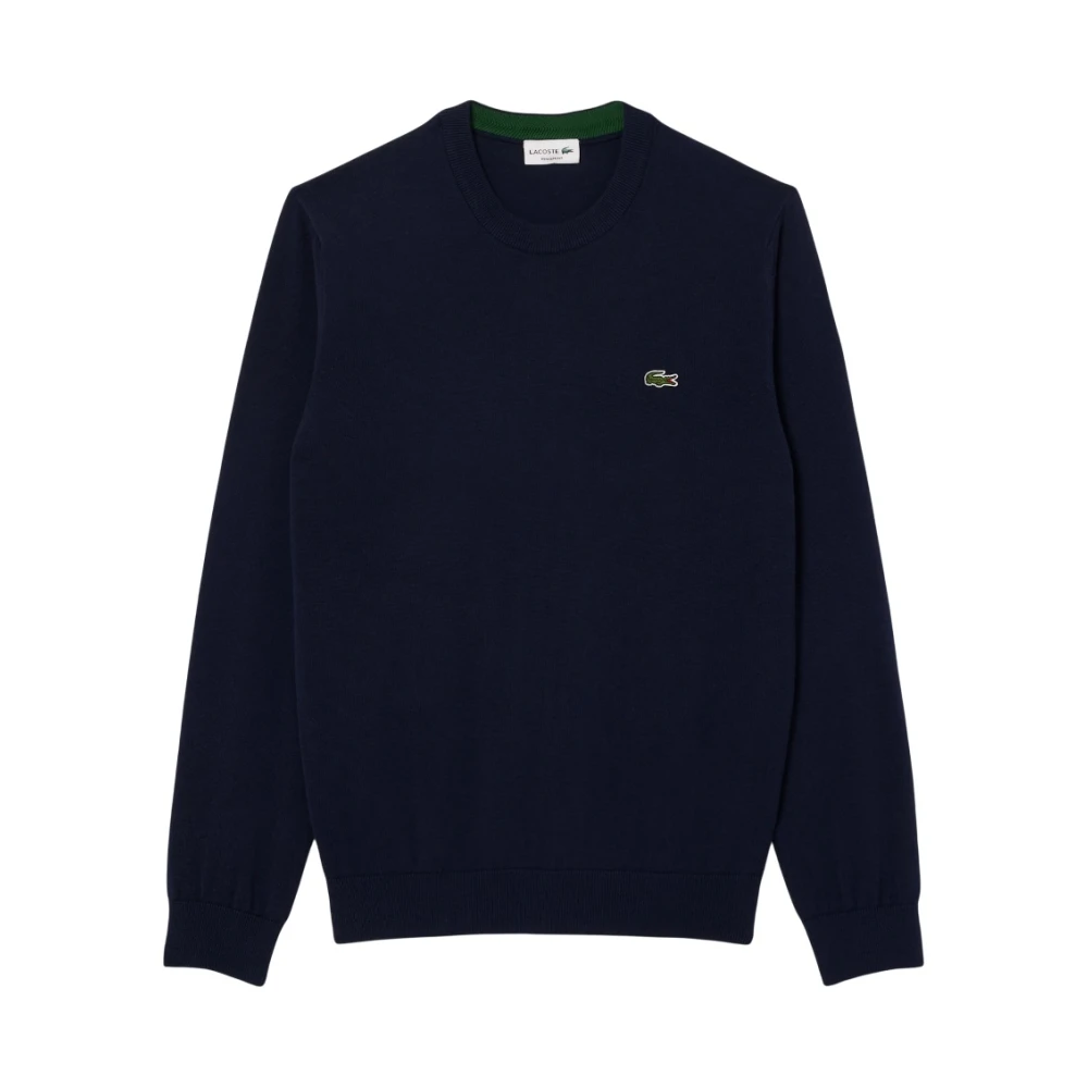 Lacoste Men's Blue Crew Neck Cotton Jumper - Round-Neck Knitwear - L - Knitwear