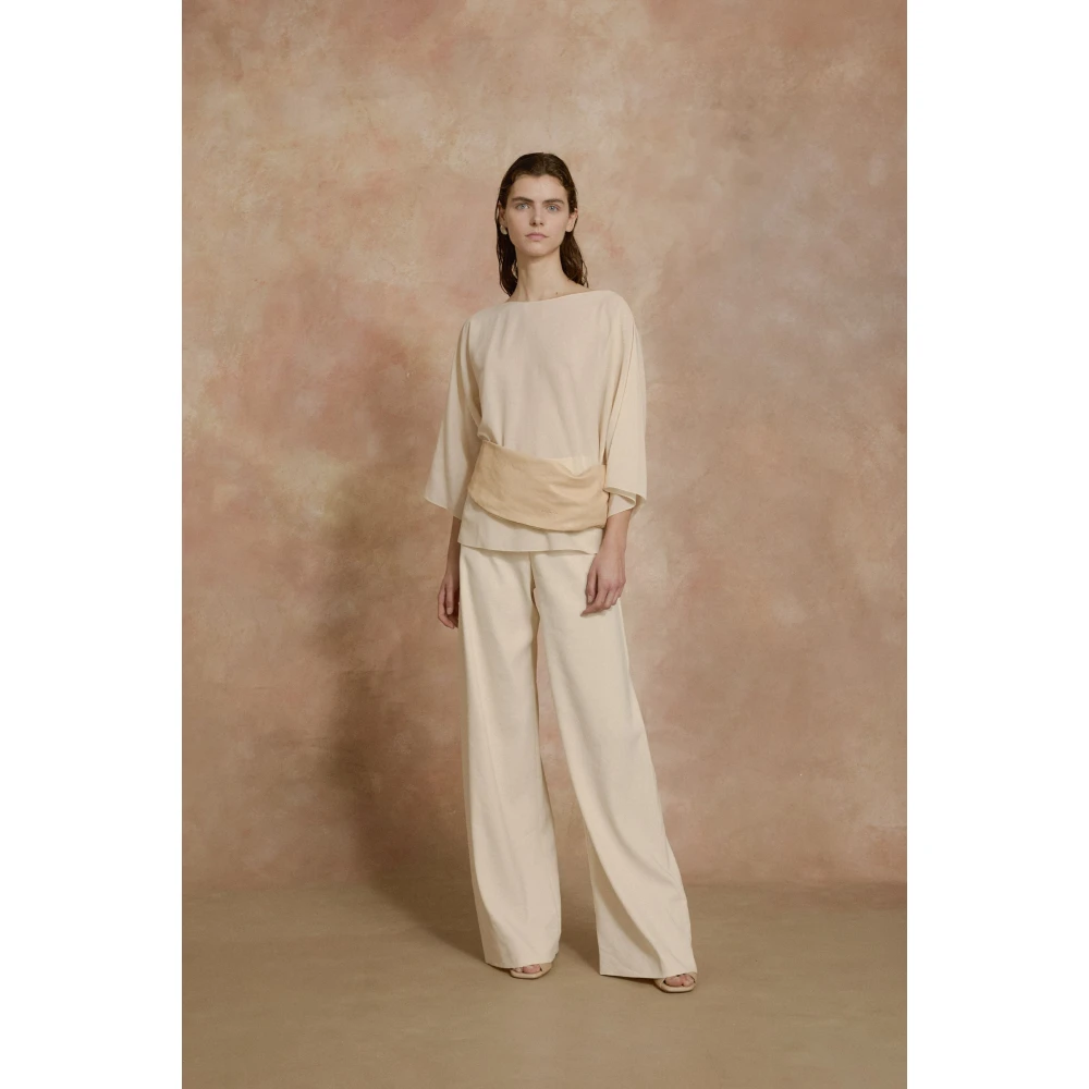 Cortana Zon ivoorkatoenen voile shirt Beige Dames