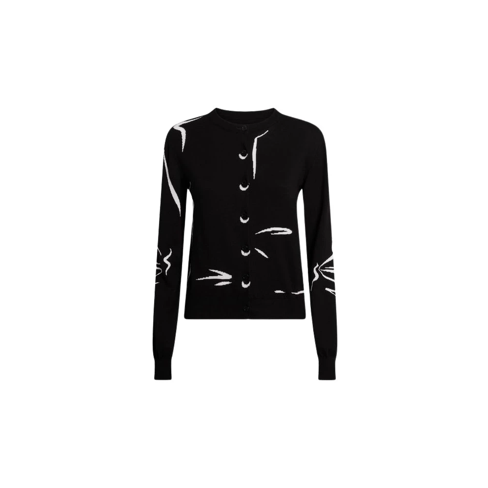 Moschino Women's Black Pure Cotton Intarsia Cardigan