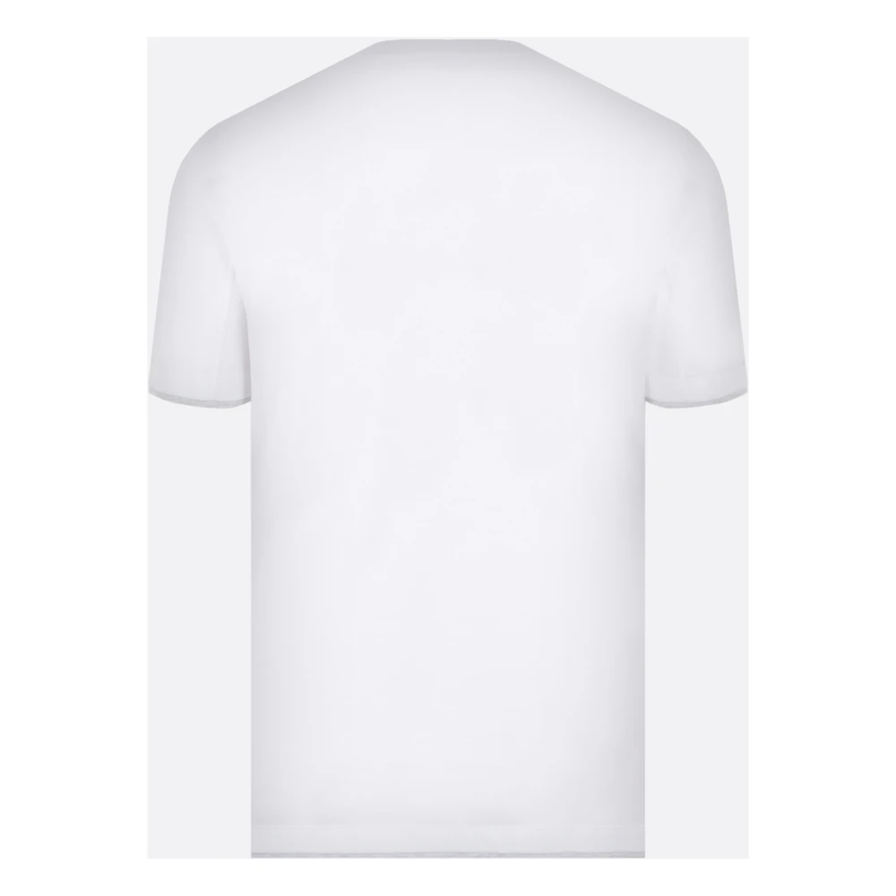 BRUNELLO CUCINELLI Witte Katoenen T-shirt met Grijze Rand White Heren