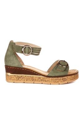 green-cork-wedge-buckle-sandals-women