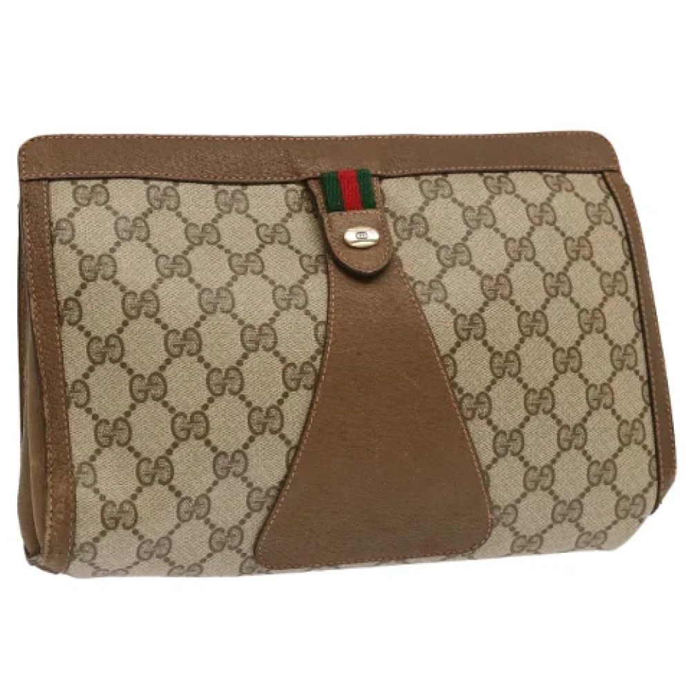 Gucci Vintage Pre-owned Leather clutches Beige Dames