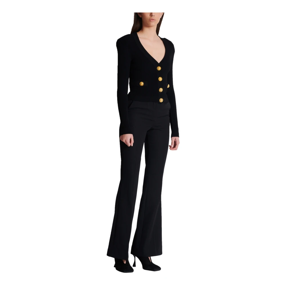 Balmain Geknipte gebreide vest Black Dames