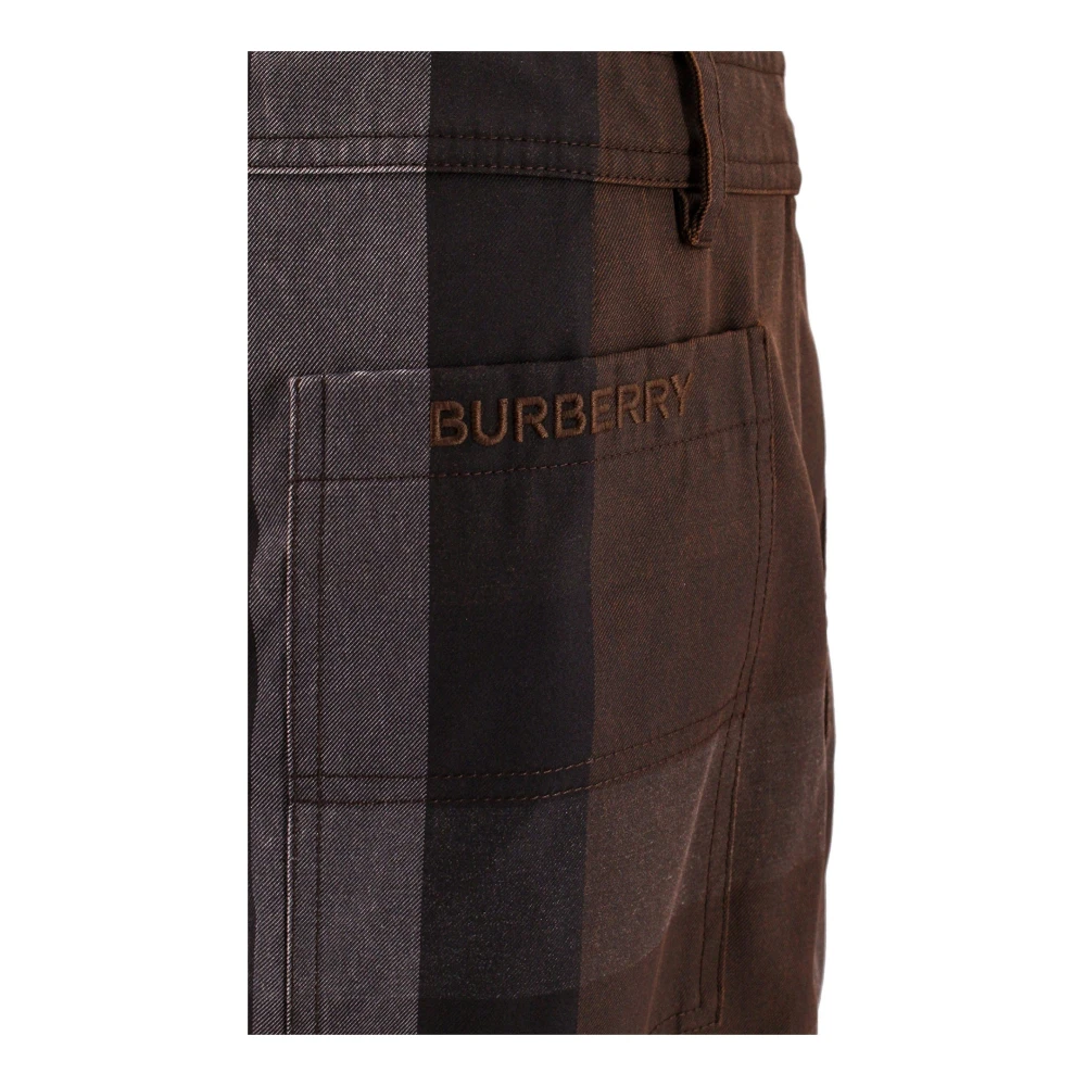 Burberry Katoenen broek met geborduurd logo Brown Dames
