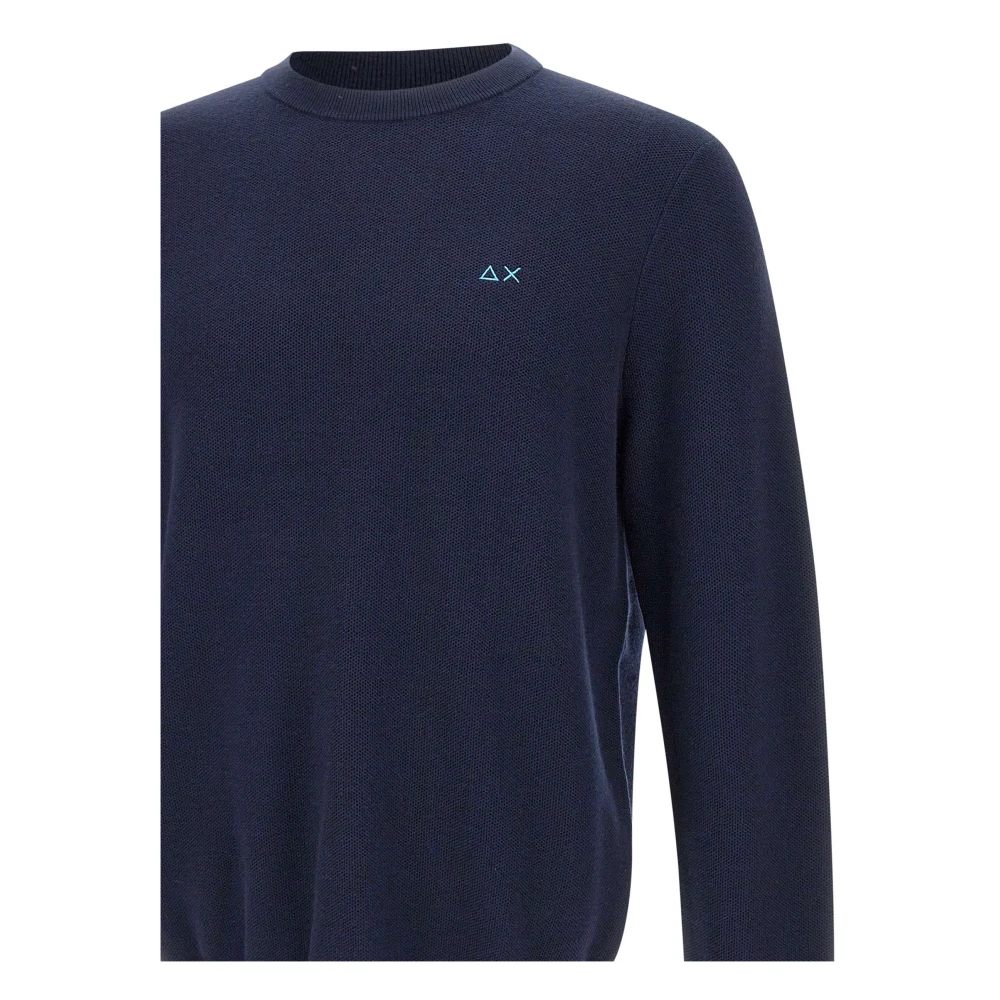 Sun68 Heren Groene Wollen Trui Ronde Hals Blue Heren