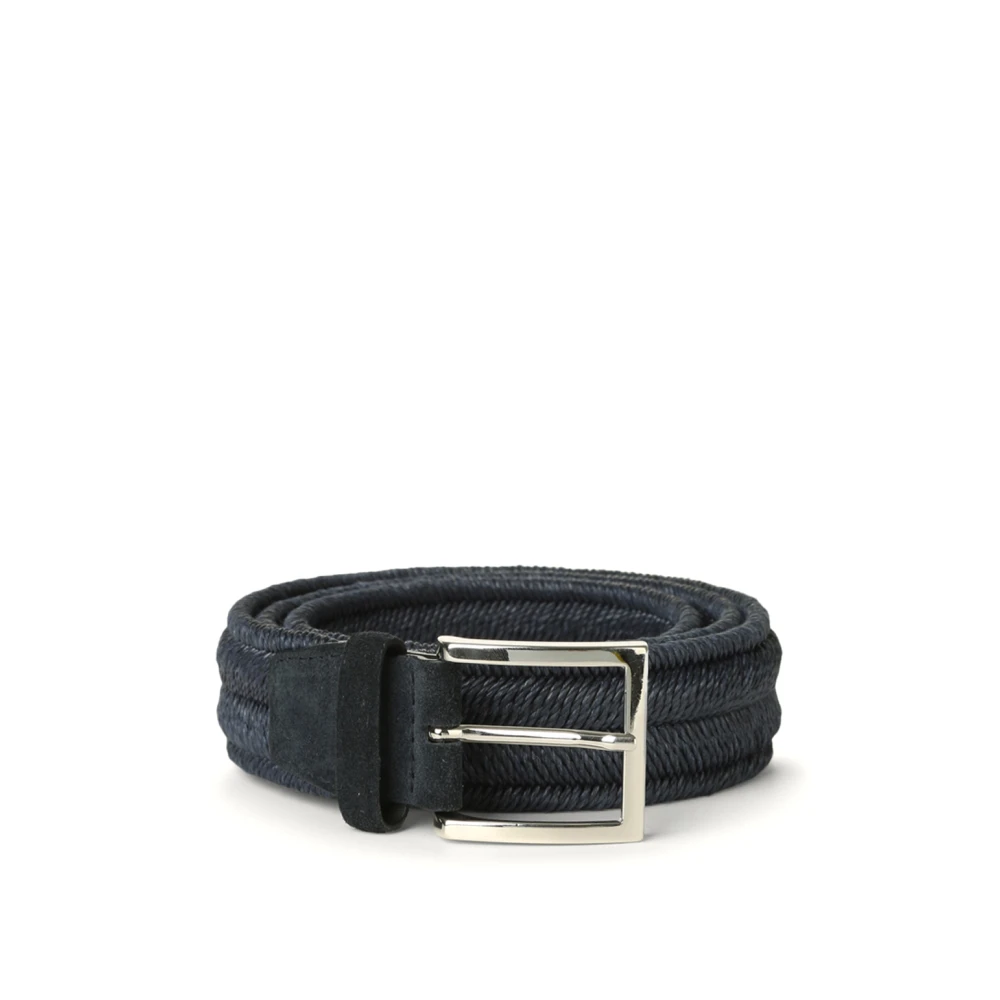 Orciani Blauwe geweven riem met zilveren gesp Blue Unisex