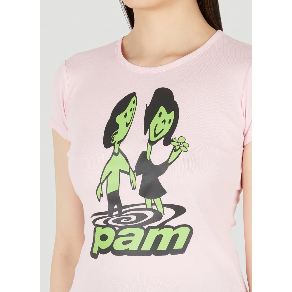P.a.m. Grafische Print Katoenen T-Shirt Pink Dames
