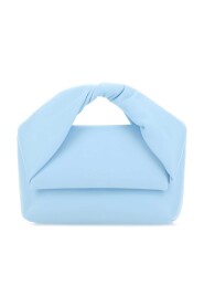 Hellblaue Leder Midi Twister Handtasche