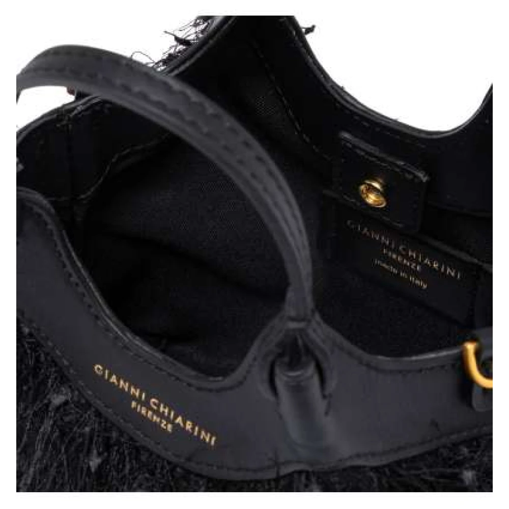 Gianni Chiarini Fringed Fabric Tote Bag Black Dames