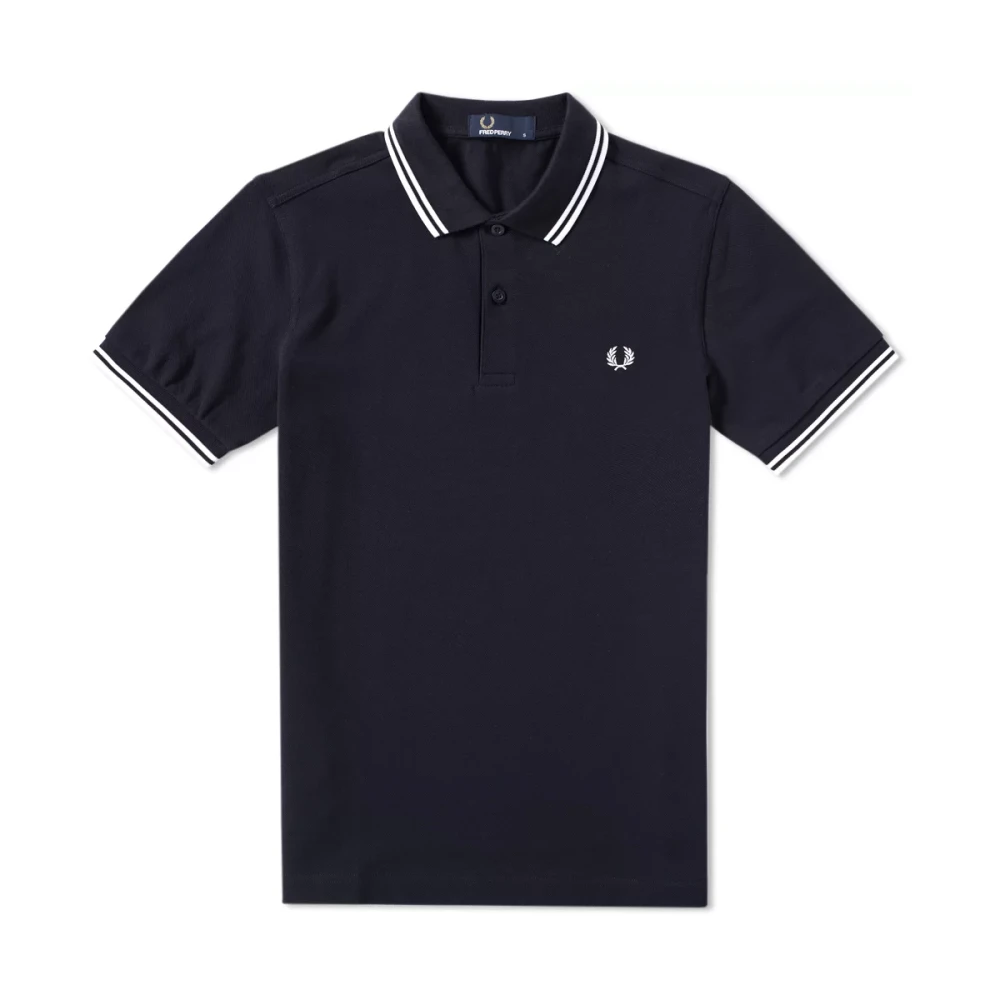 Fred Perry Uomo Blu Navy - Polo Con Logo E Doppia Riga /Bianca - Immagine 4