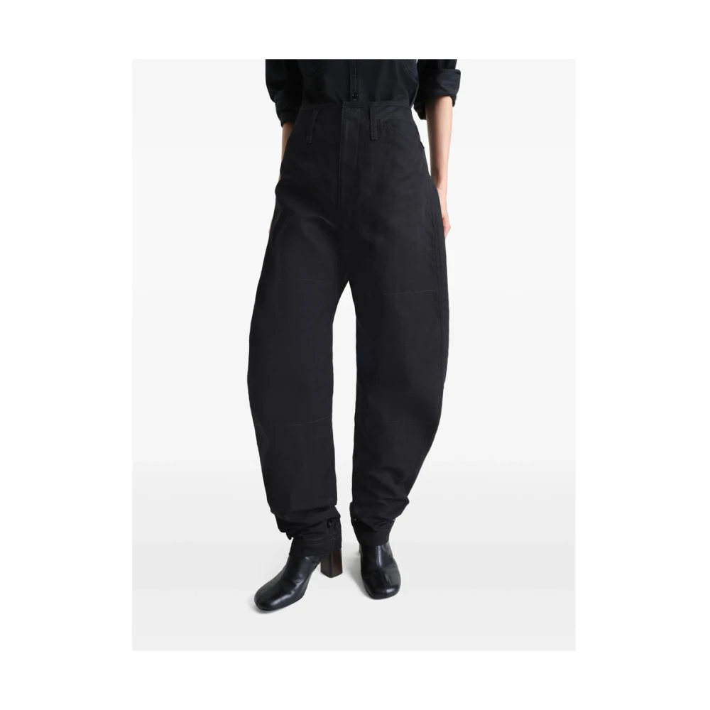 Lemaire Zwarte Broek met Riem en Zakken Black Dames