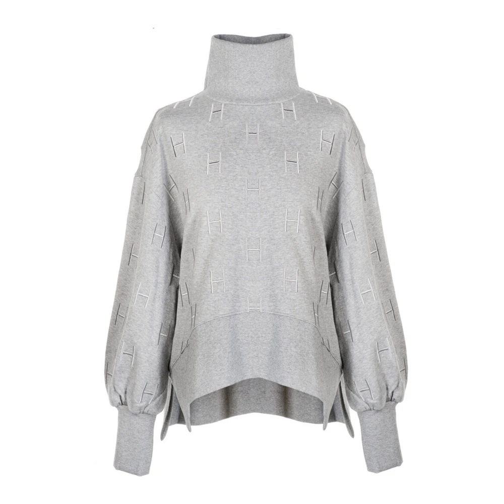 Hést Grijze Melange Sweatshirt met Geborduurde Logo's Gray Dames