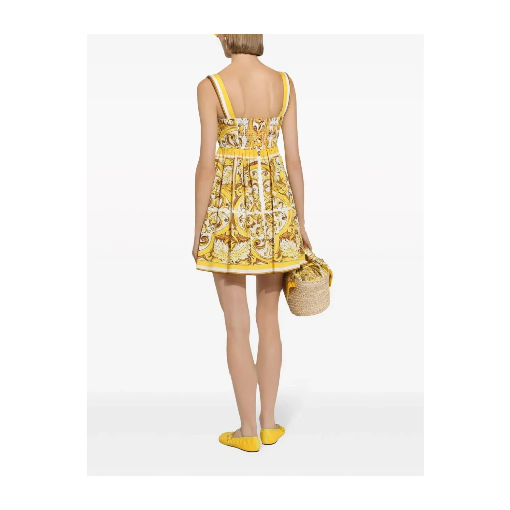 Dolce & Gabbana Gele Jurken Sweetheart Neckline Mouwloos Yellow Dames