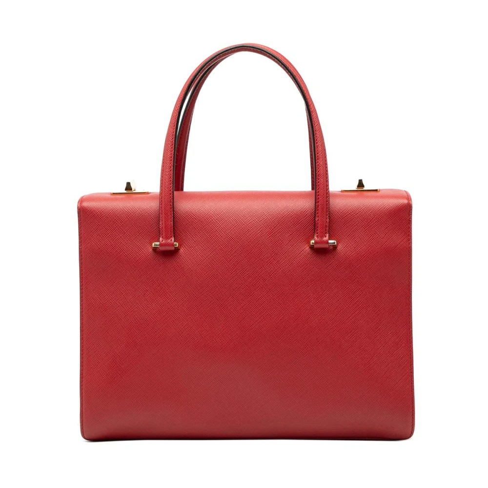 Prada Vintage Women's Red Pre-Owned Structu Leather Satchel
