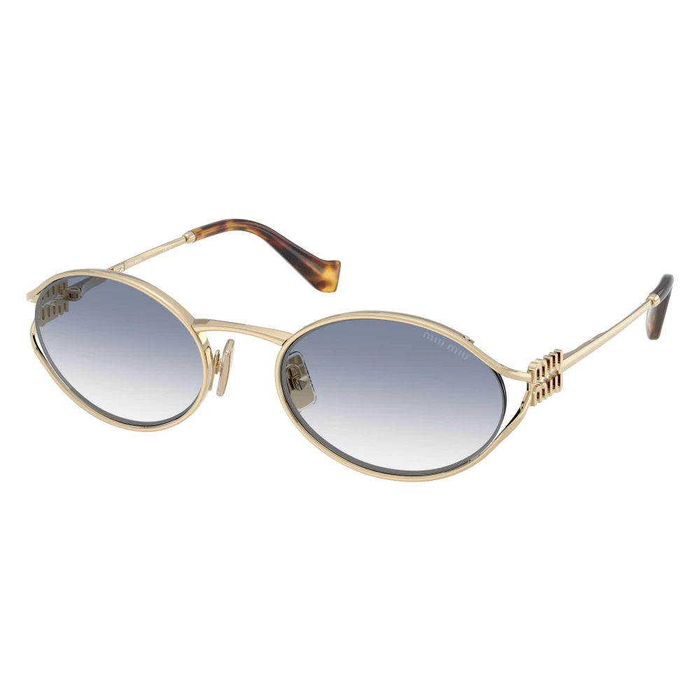 Miu Miu Women's Logo Sunglasses - Gold/Blue - Image 5