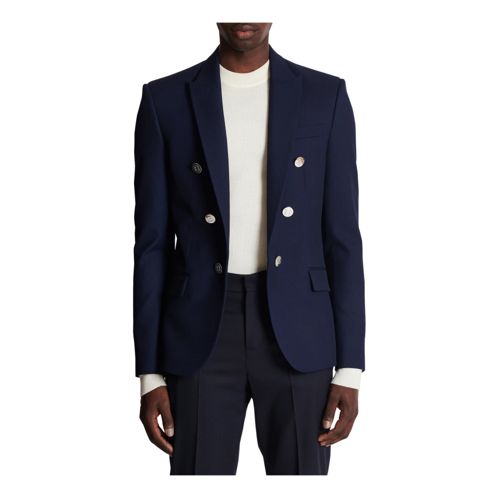 Balmain Twill 6-knoops jasje Blue Heren
