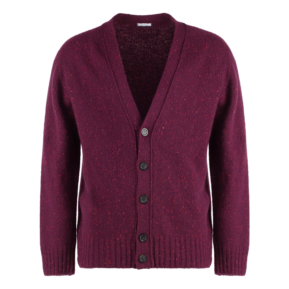 Malo Heather Effect Cashmere Cardigan Purple, Herr