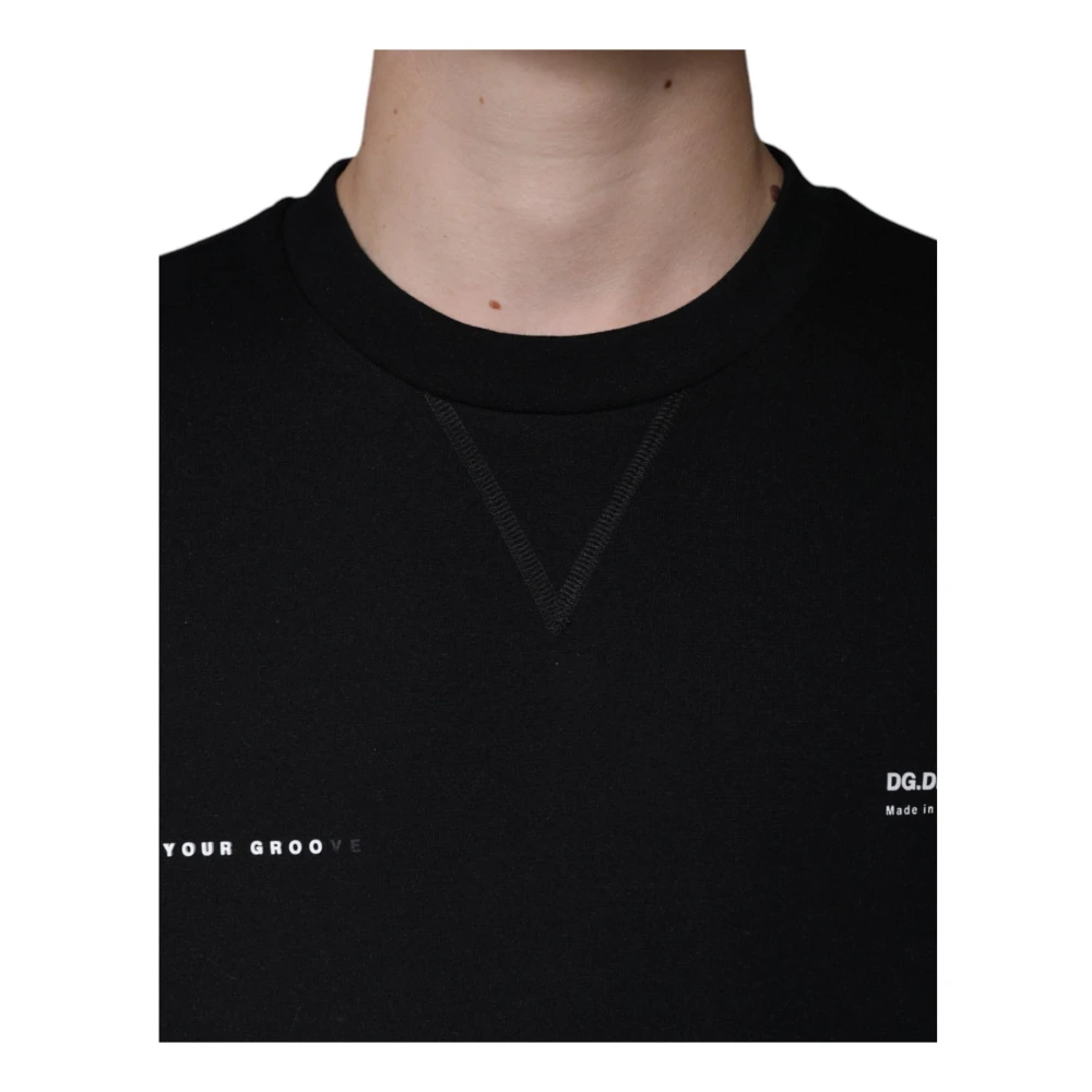 Dolce & Gabbana Zwart Logo Print Crew Neck Sweatshirt Black Heren