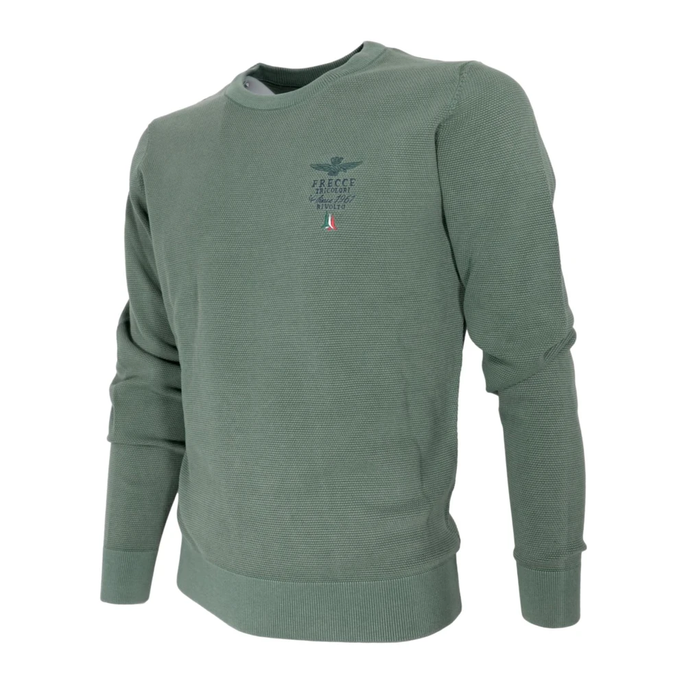 aeronautica militare Groene Katoenen Ronde Hals Trui Ma1394 Green Heren