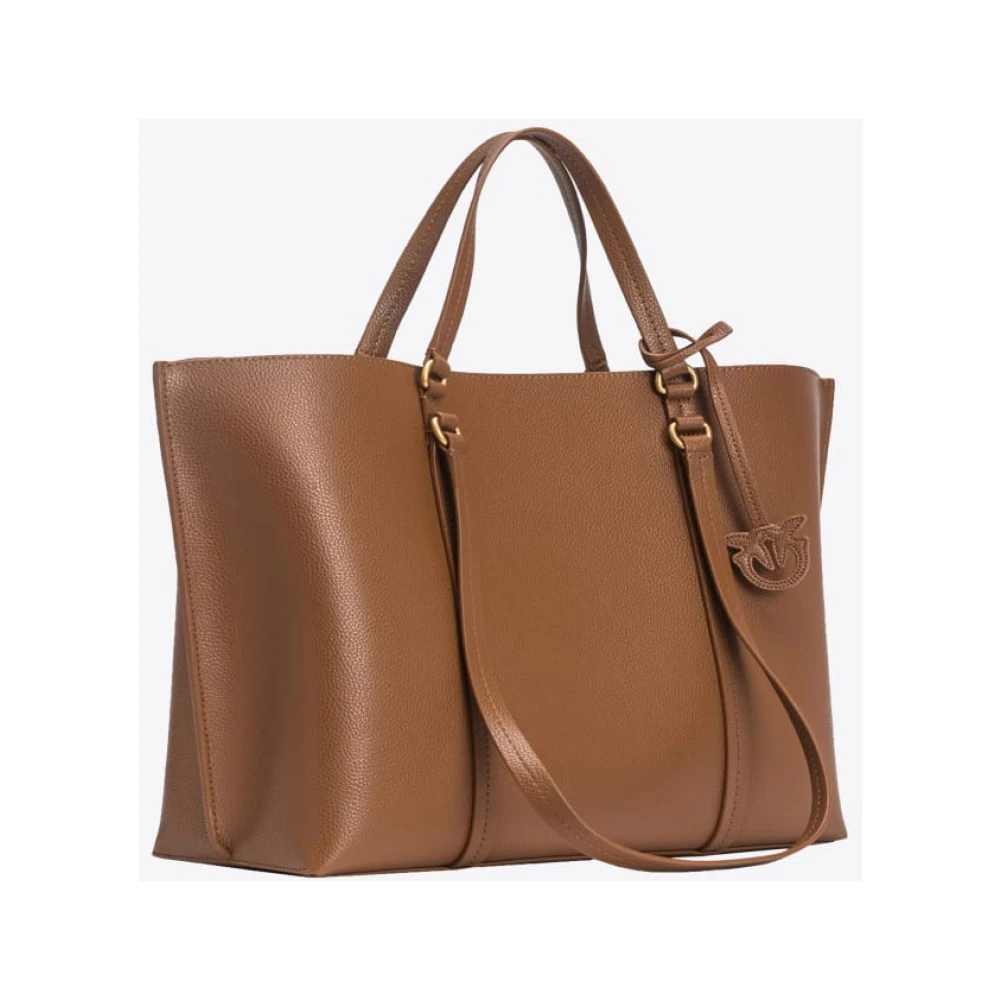 pinko Bruine leren shopper tas met bedel Brown Dames