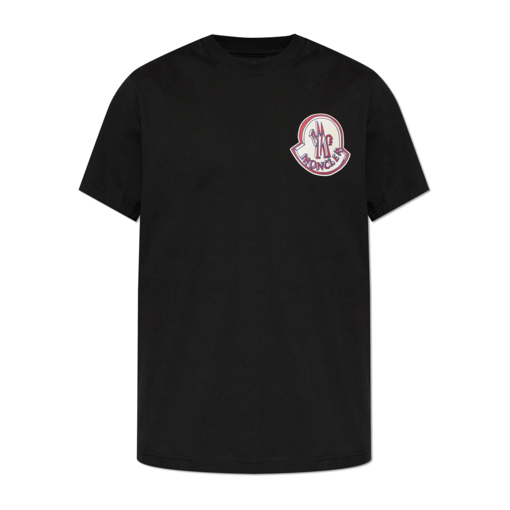 Moncler , T-Shirts, Male, Black, S, T-Shirt With A Printed Logo