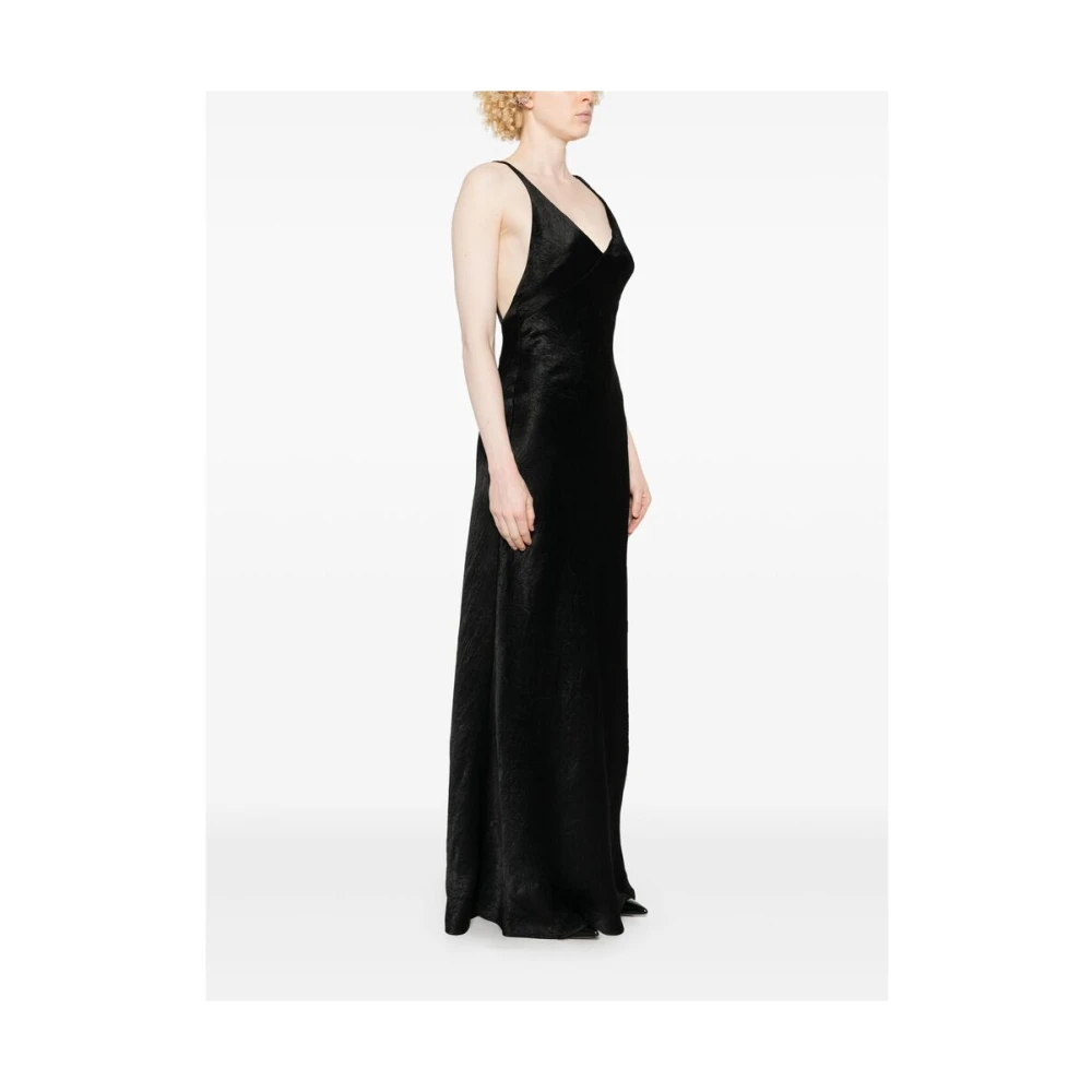 alexander mcqueen Zwarte V-hals Mouwloze Jurk tot op de vloer Black Dames