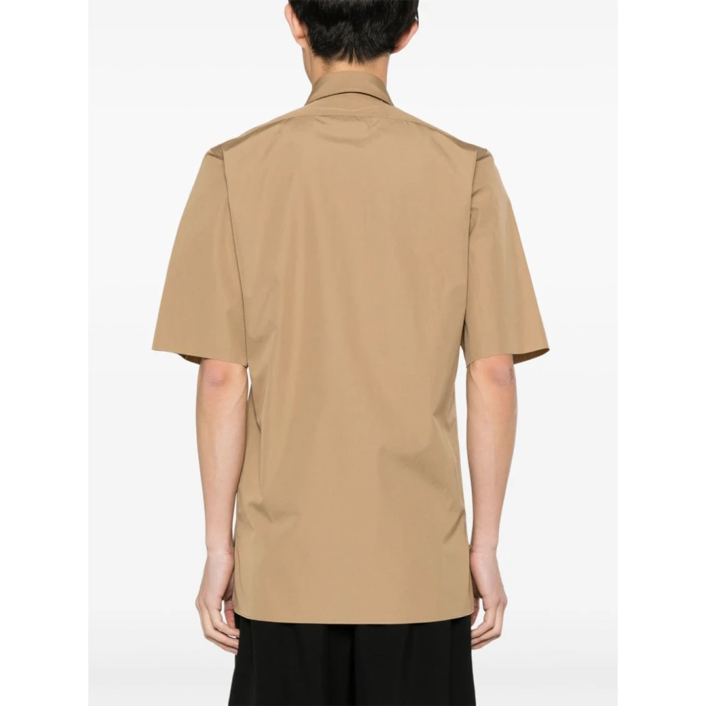 Maison Margiela Poplin Overhemd met Puntkraag Ruwe Zoom Brown Heren
