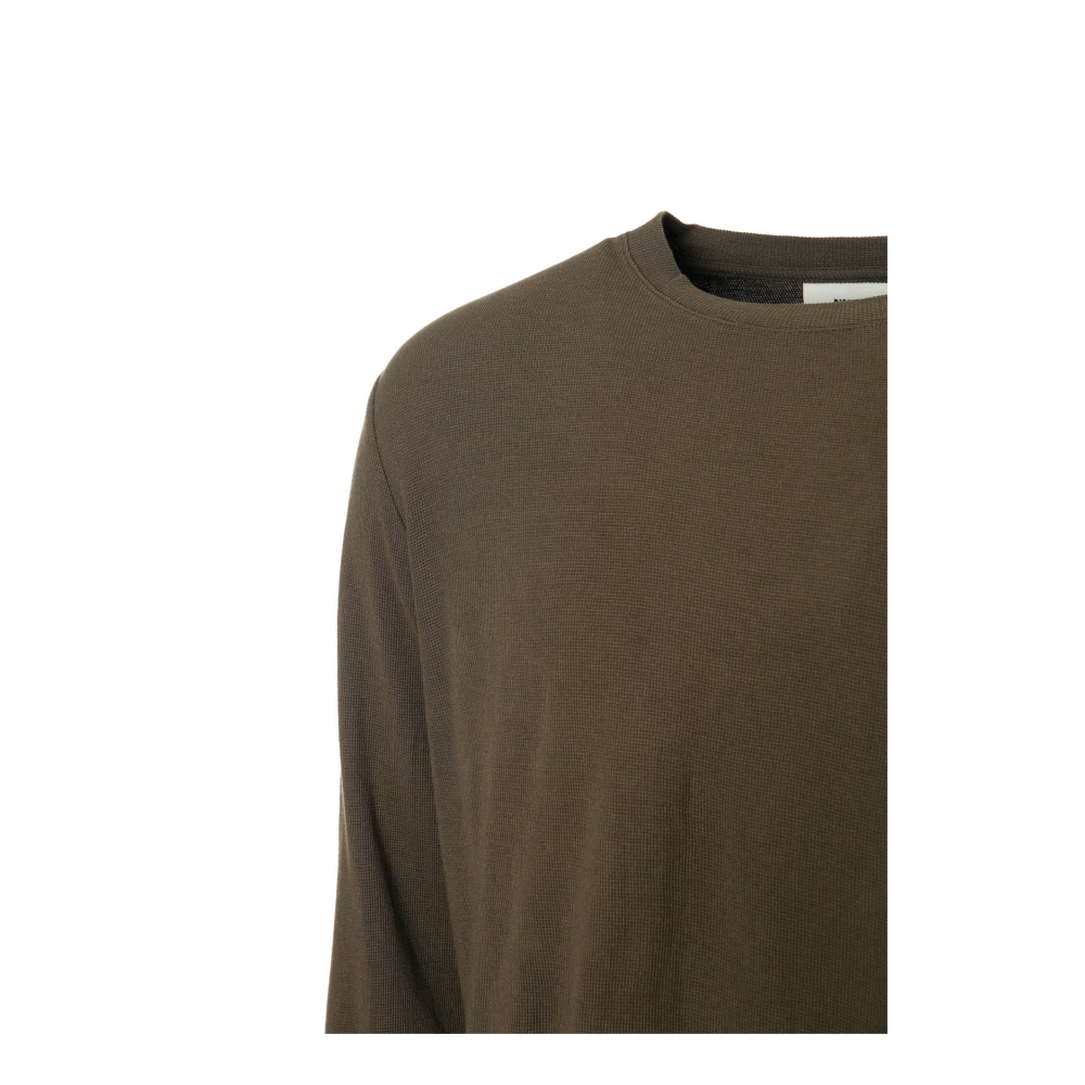 Nn07 Wafel Gebreide Longsleeve Shirt Green Heren