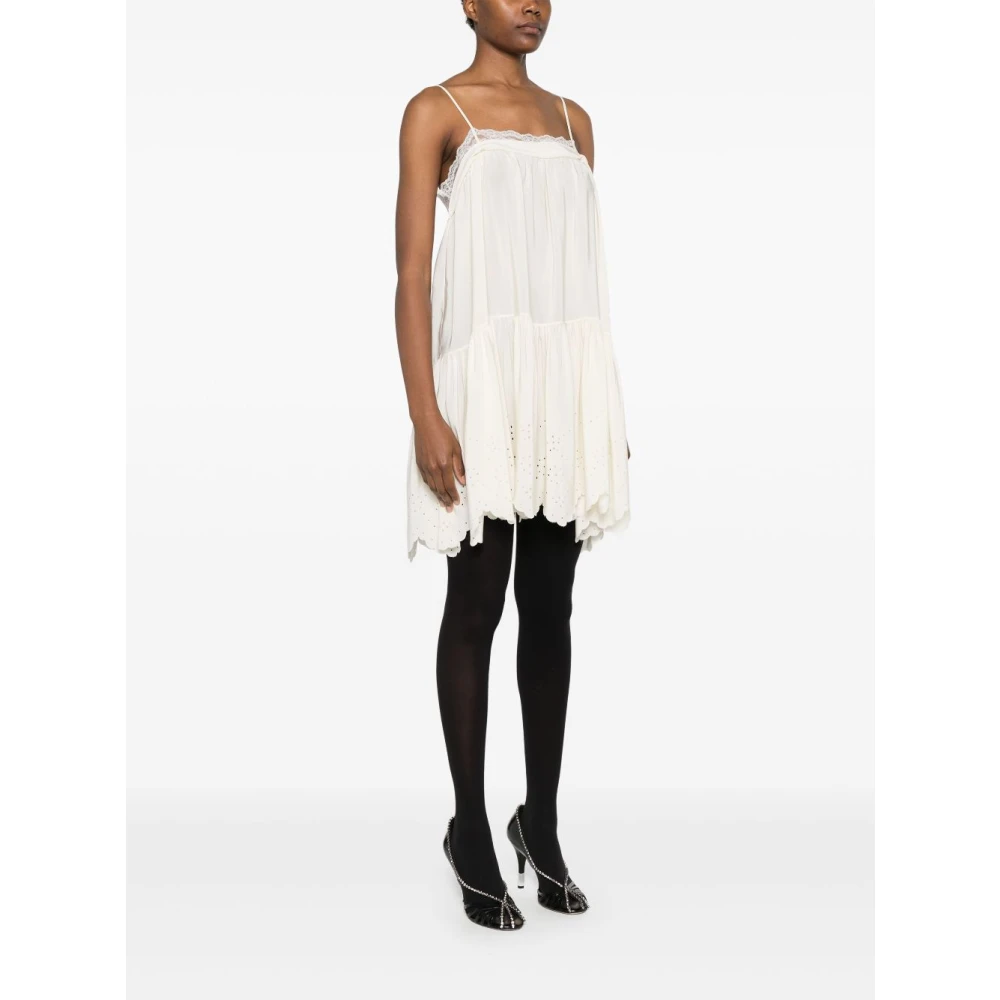 Chloé Witte Kantjurk met Gerimpelde Details White Dames