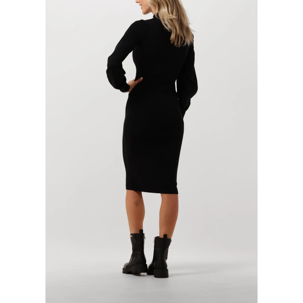 Twinset Elegante Zwarte Midi Jurk Black Dames