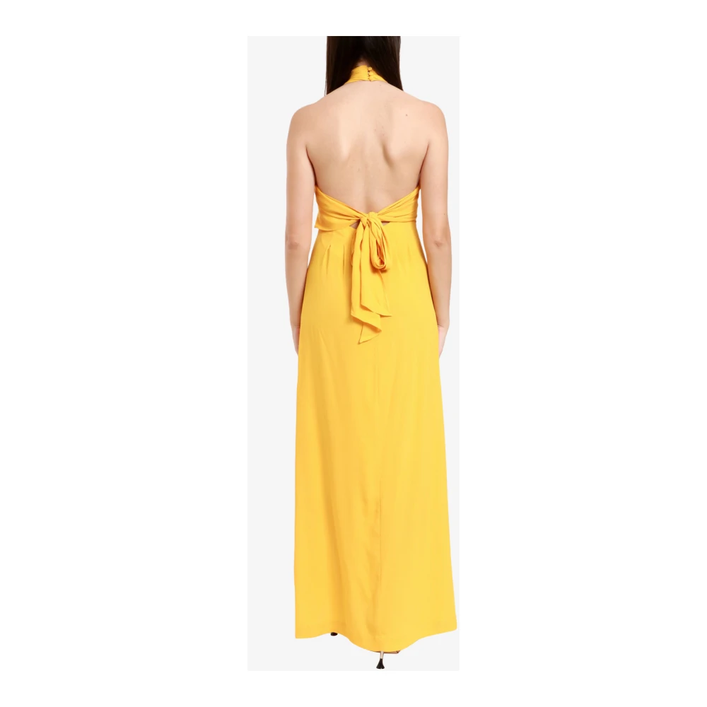 Semicouture Katoen Kruis op borst Mouwloze Jurk Yellow Dames