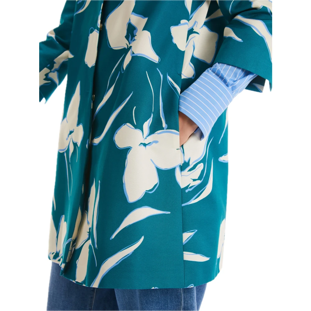 Pennyblack Bloemig Grafisch Katoenen Jas Blue Dames