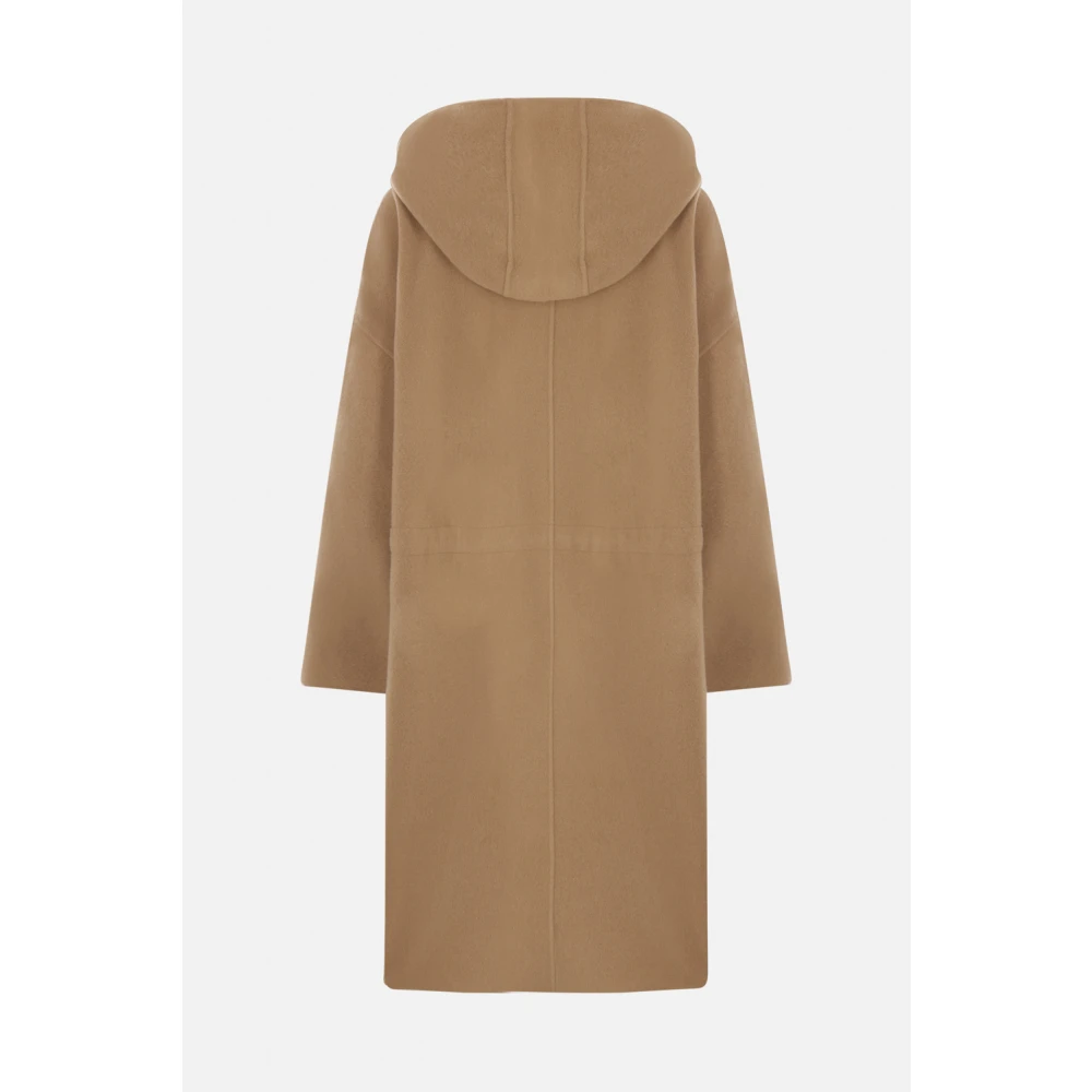Max Mara Kameelwol Kasjmier Hooded Jas Brown Dames
