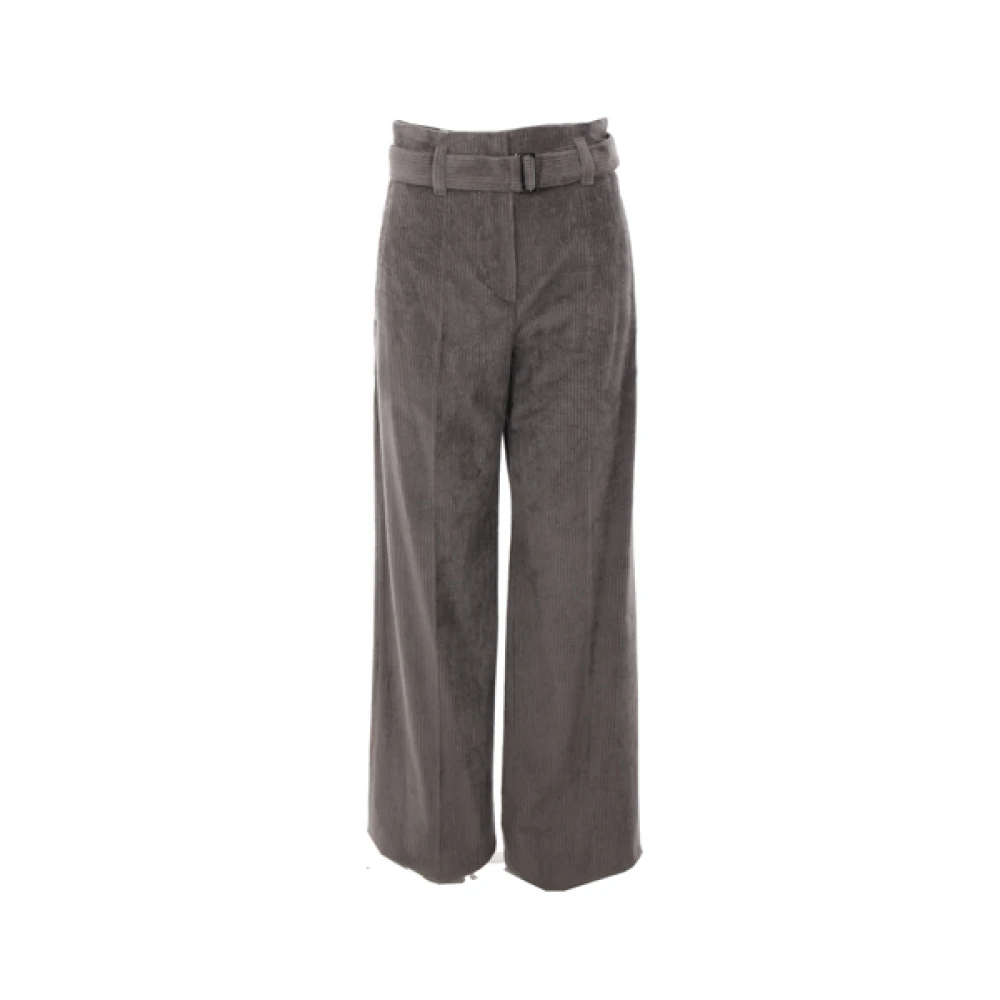 BRUNELLO CUCINELLI Wijde Pijp Fluwelen Broek Gray Dames