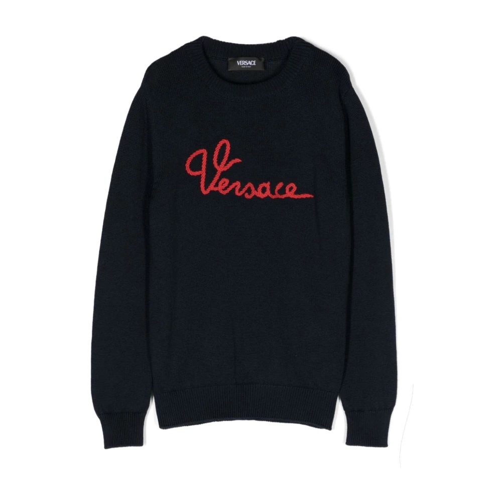 Versace Boys Blue Knitwear,, Nautical Logo Kids Jumper Size 8 Y