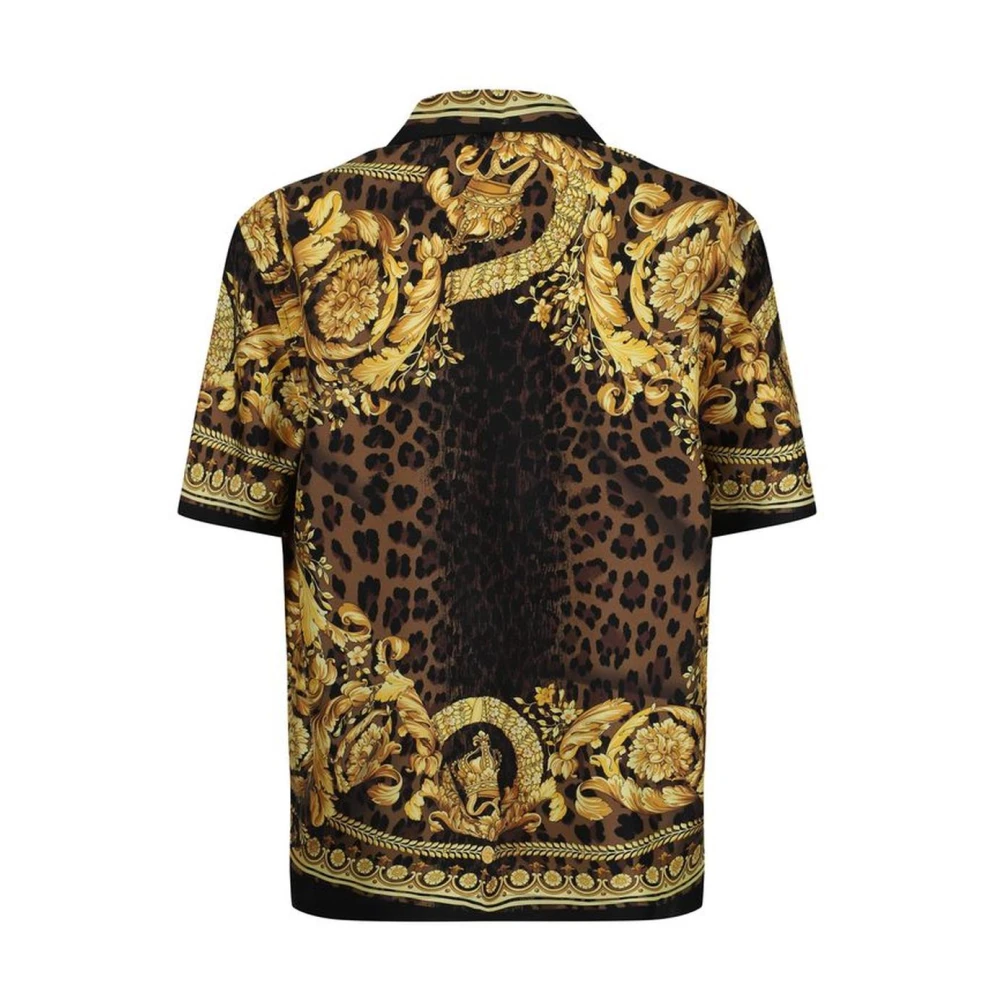 Versace Barocco Print Zijden Cubaanse Kraag Shirt Multicolor Heren