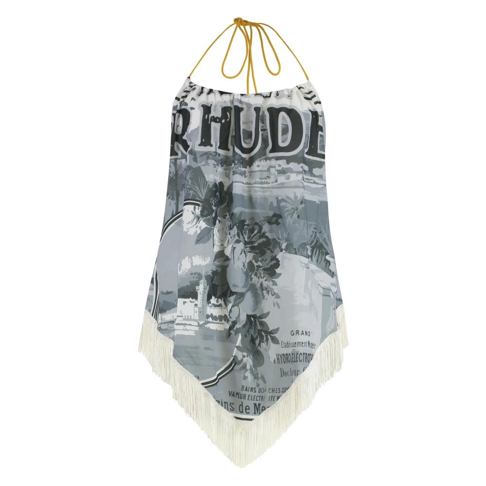 Rhude Chiffon Top met Strikdetail Gray Dames