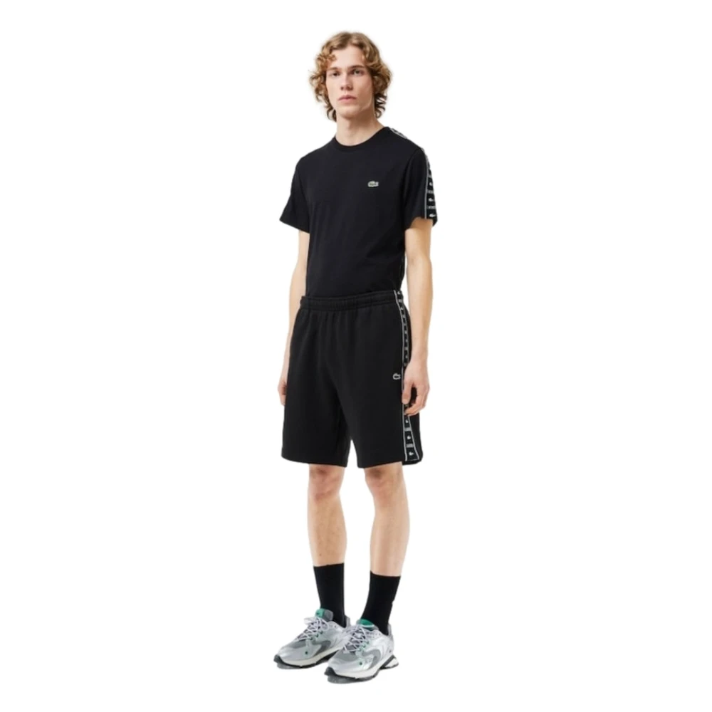 Lacoste Zwarte Bermuda shorts taps toelopende stijl Black Heren