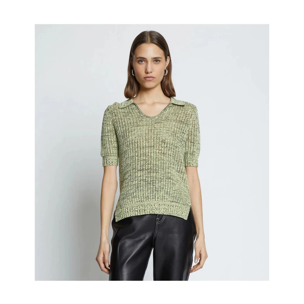Proenza Schouler Luxe Zijde Katoen Polo Top Green Dames