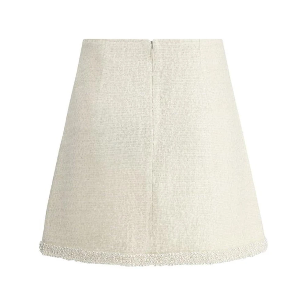Self Portrait Parelversierde Bouclé Minirok Beige Dames