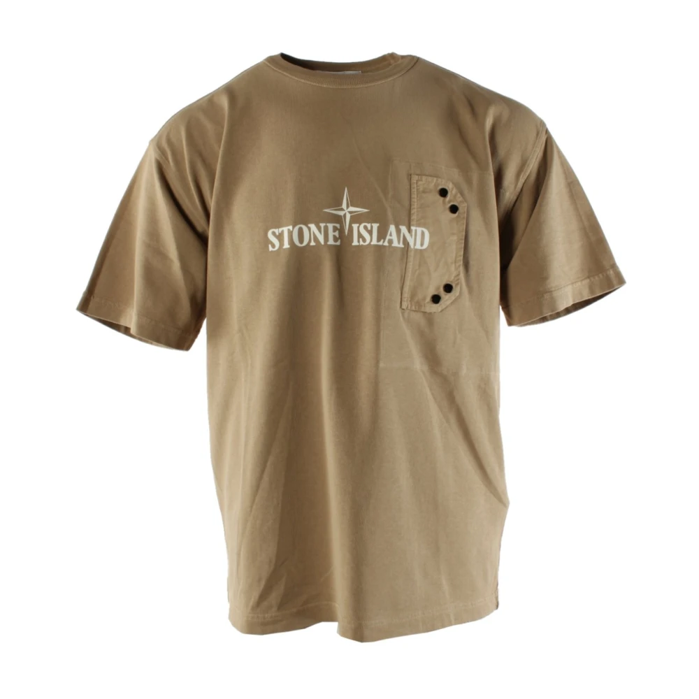 Stone Island Beige Oversized T-shirt för Herrar Beige, Herr