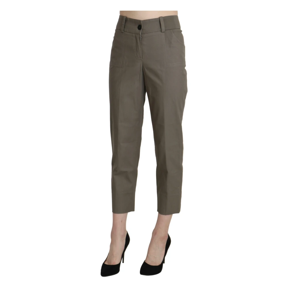Bencivenga Elegant High Waist Cropped Pants in Gray Dames