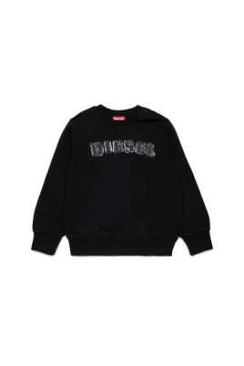 Sweatshirt med rund halsringning och logotyp samt elastiska muddar