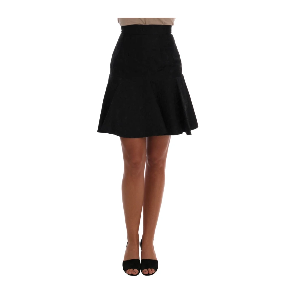 Dolce & Gabbana Women's Black Floral Jacquard Silk A-Line Skirt - Short Skirts - 2XS - Skirts