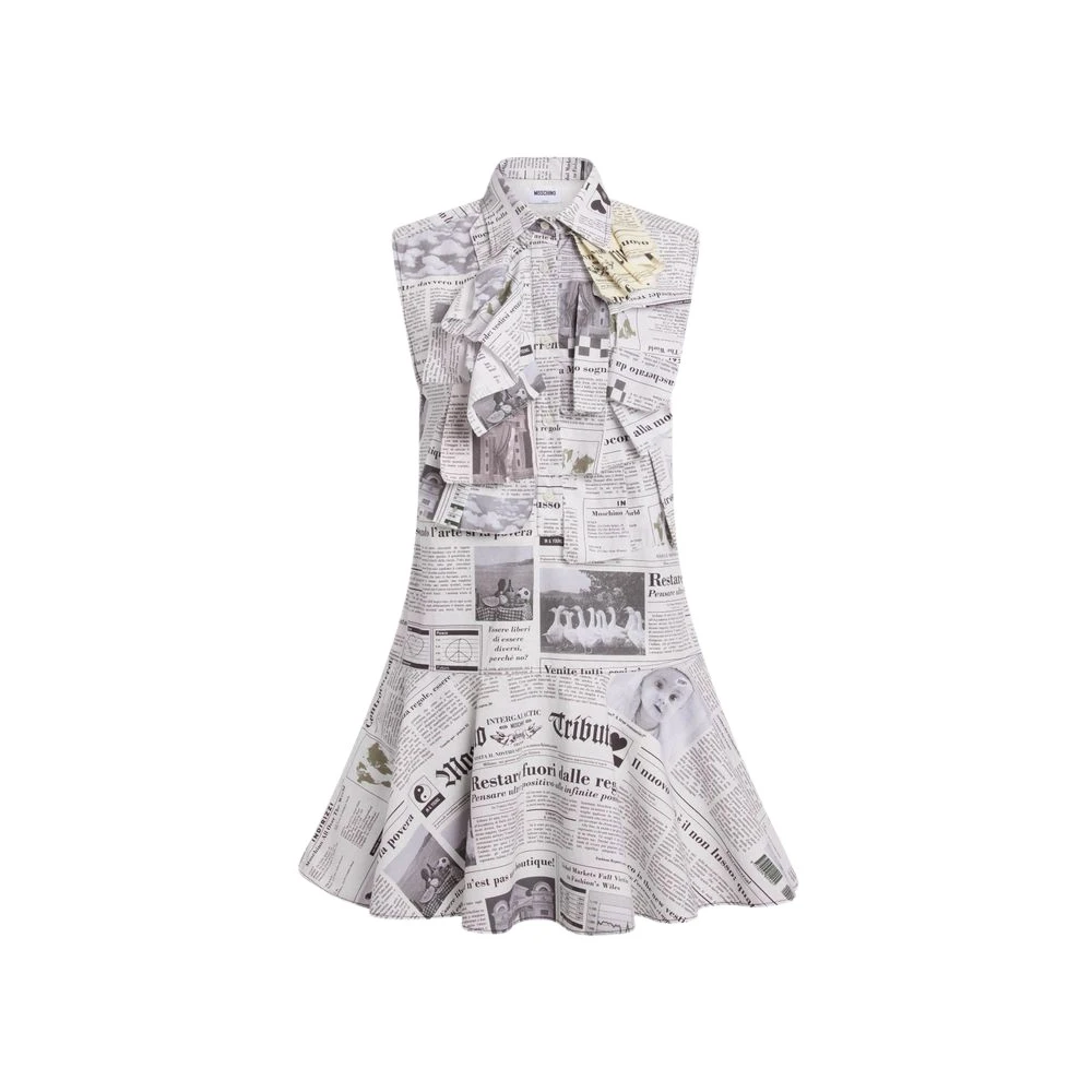 Moschino Women's White Printed Cotton Poplin Dress