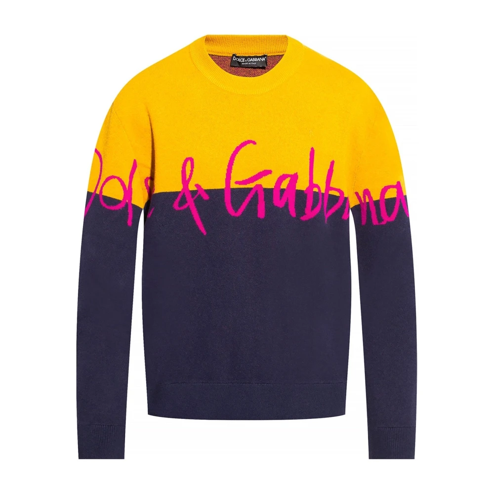 Dolce & Gabbana Logo Sweater met Blokkleurig Detail Multicolor Heren