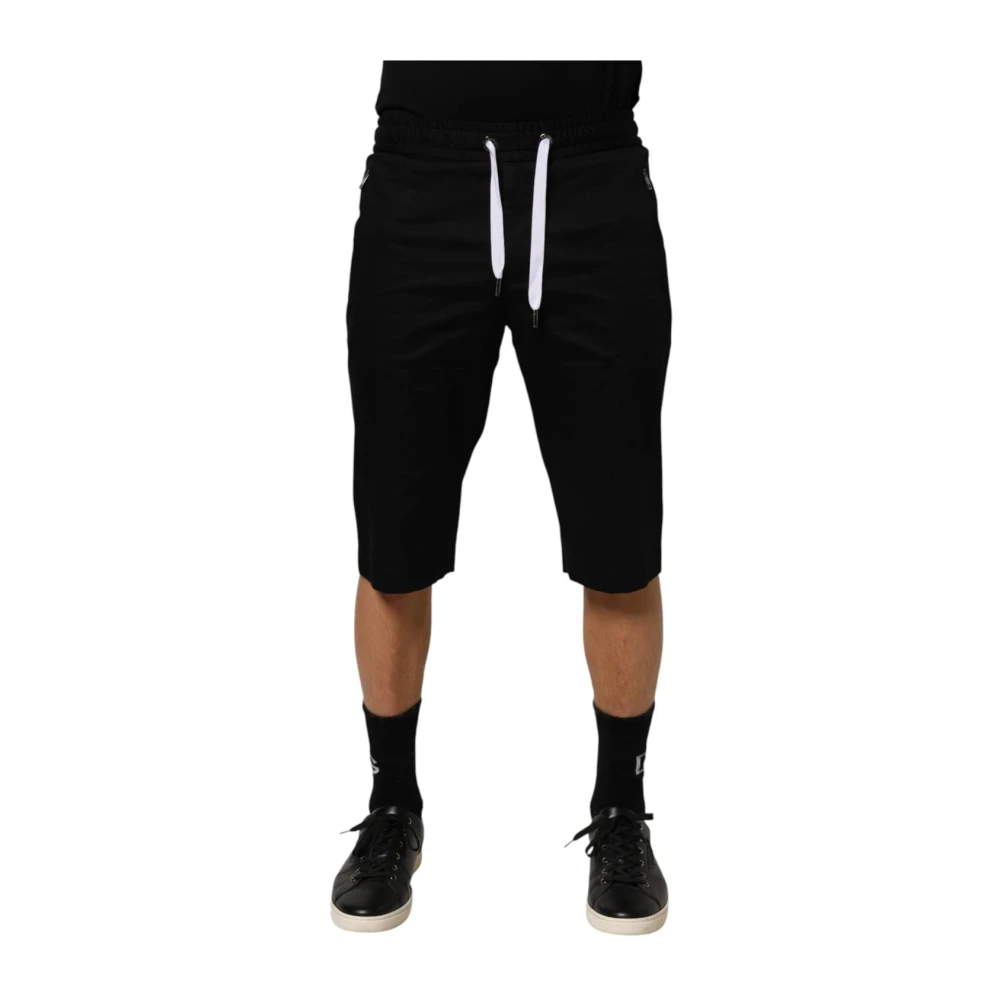Dolce & Gabbana Men's Black Bermudas, S, Cotton Stretch Bermuda Shorts